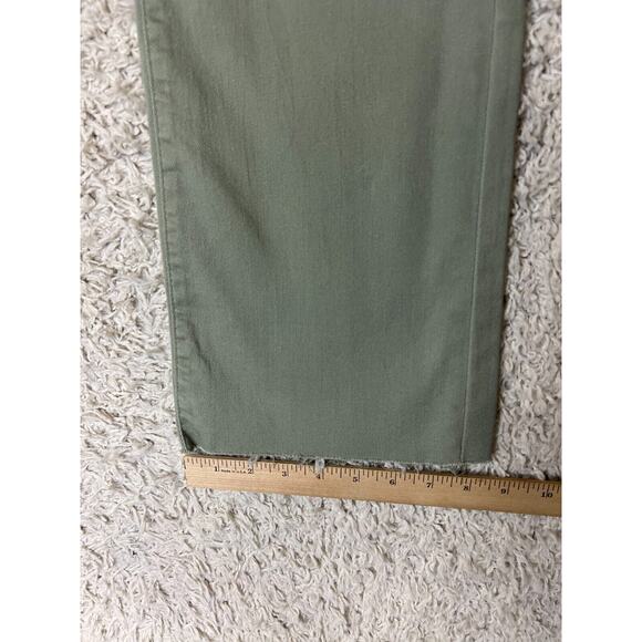 Risen Jeans Womens 28 Green Denim Mid Rise Straight Leg Raw Hem Normcore Basic - Picture 2 of 11